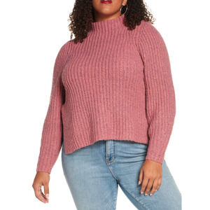 Leith Womens Mock Neck Sweater Cozy Pullover Long Sleeve Red Raspberry 1X